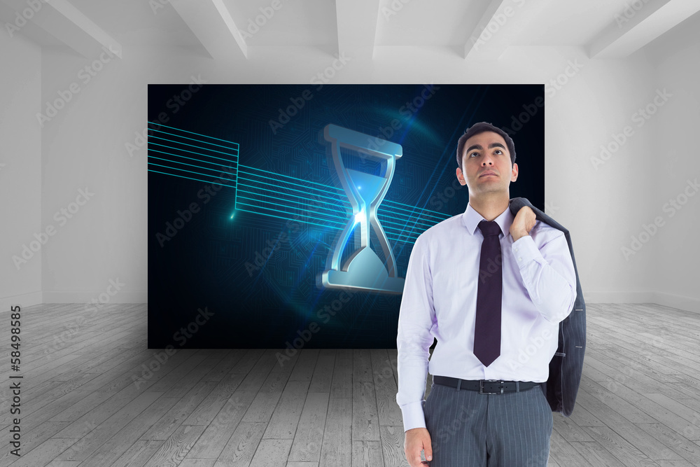 Poster composite image of unsmiling businessman standing