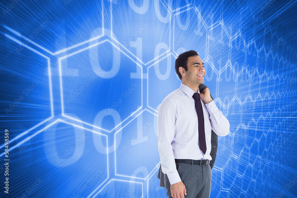 Poster composite image of smiling businessman standing
