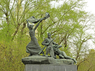 Monument heroes of the combatants, participants barricade fighti