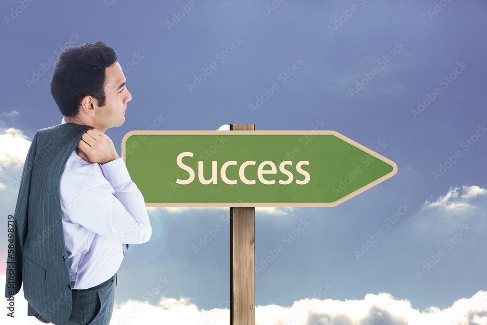 Poster composite image of unsmiling businessman standing