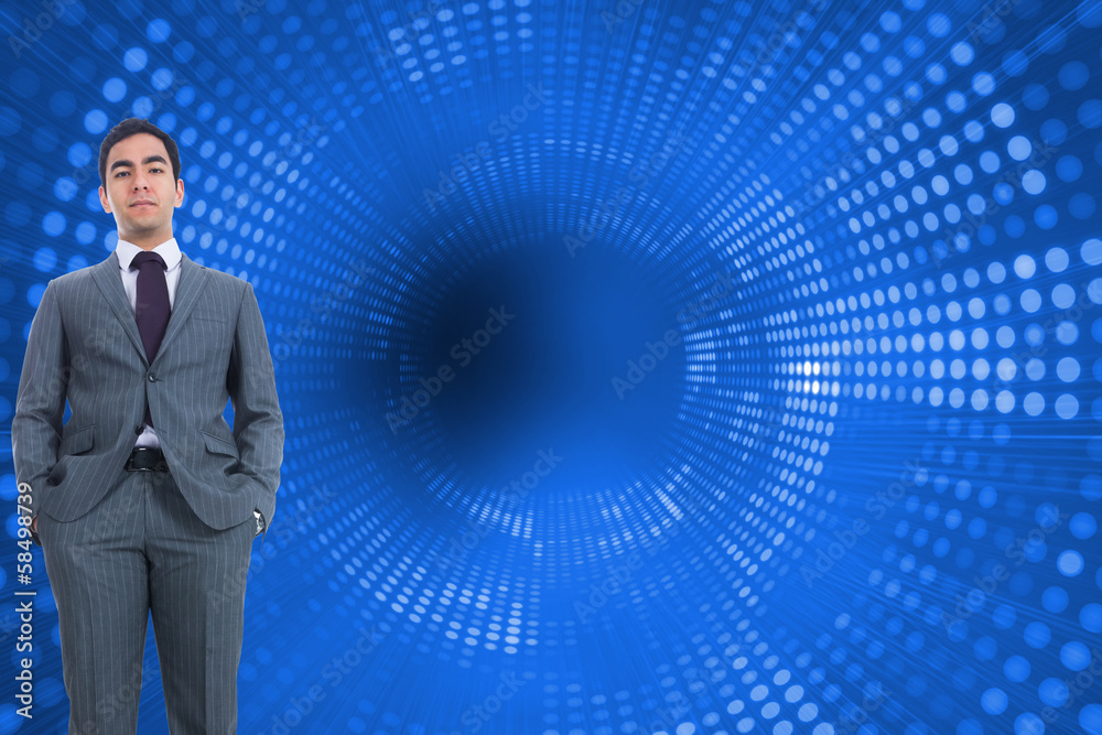 Poster composite image of unsmiling businessman standing