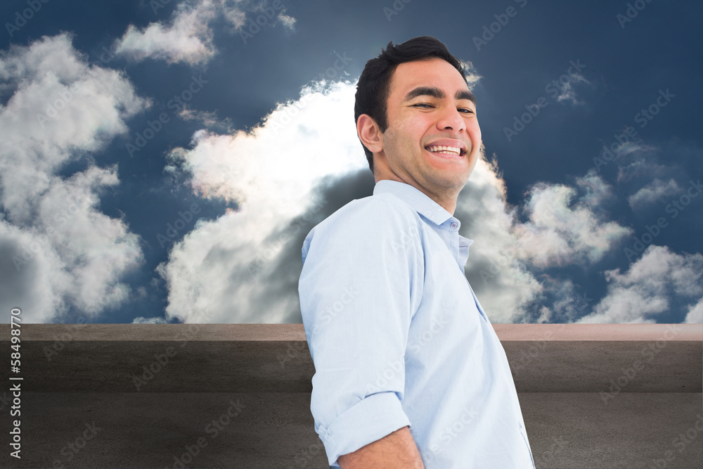 Poster composite image of smiling casual man standing