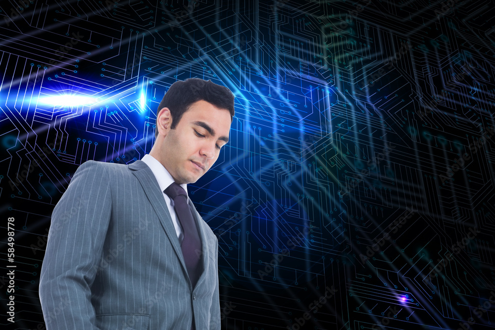 Poster composite image of unsmiling businessman standing