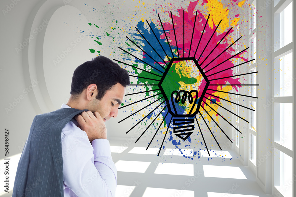 Poster composite image of unsmiling businessman standing