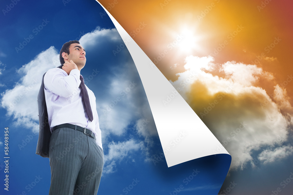 Poster composite image of unsmiling businessman standing