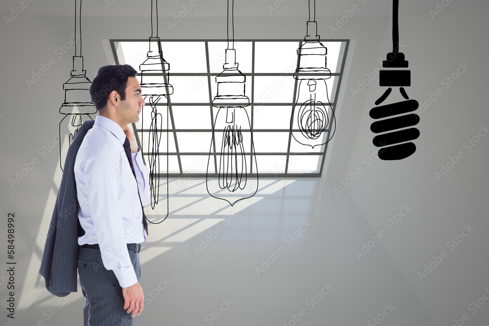 Poster composite image of unsmiling businessman standing