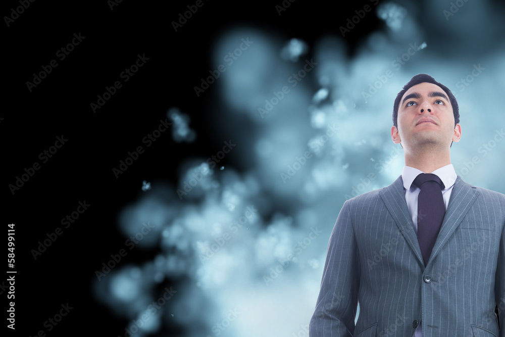 Poster composite image of unsmiling businessman standing