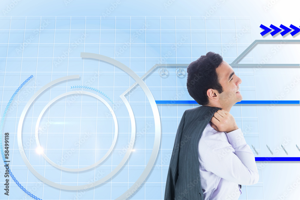 Poster composite image of smiling businessman standing