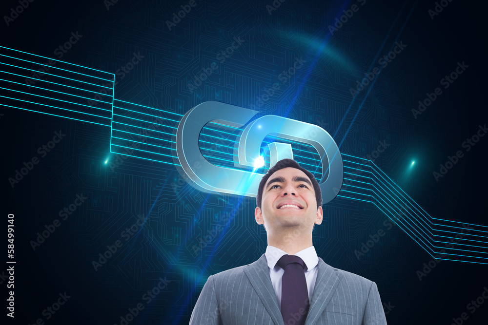 Poster composite image of smiling businessman standing