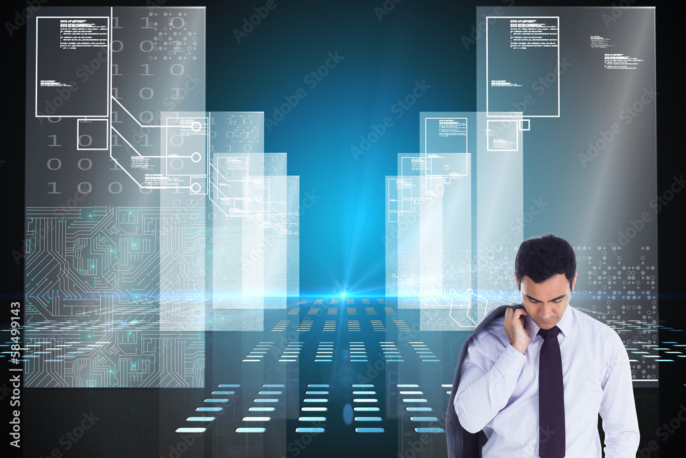 Poster composite image of unsmiling businessman standing