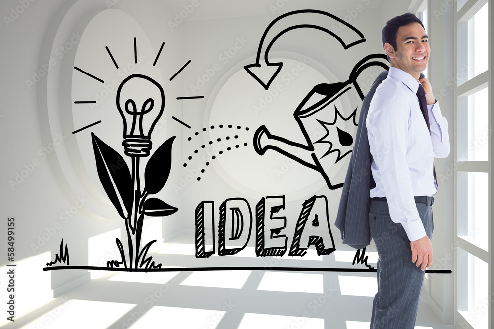 Poster composite image of smiling businessman standing