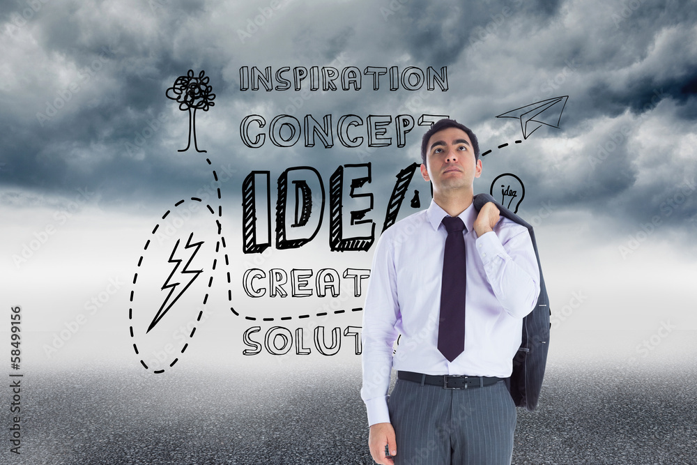 Poster composite image of unsmiling businessman standing