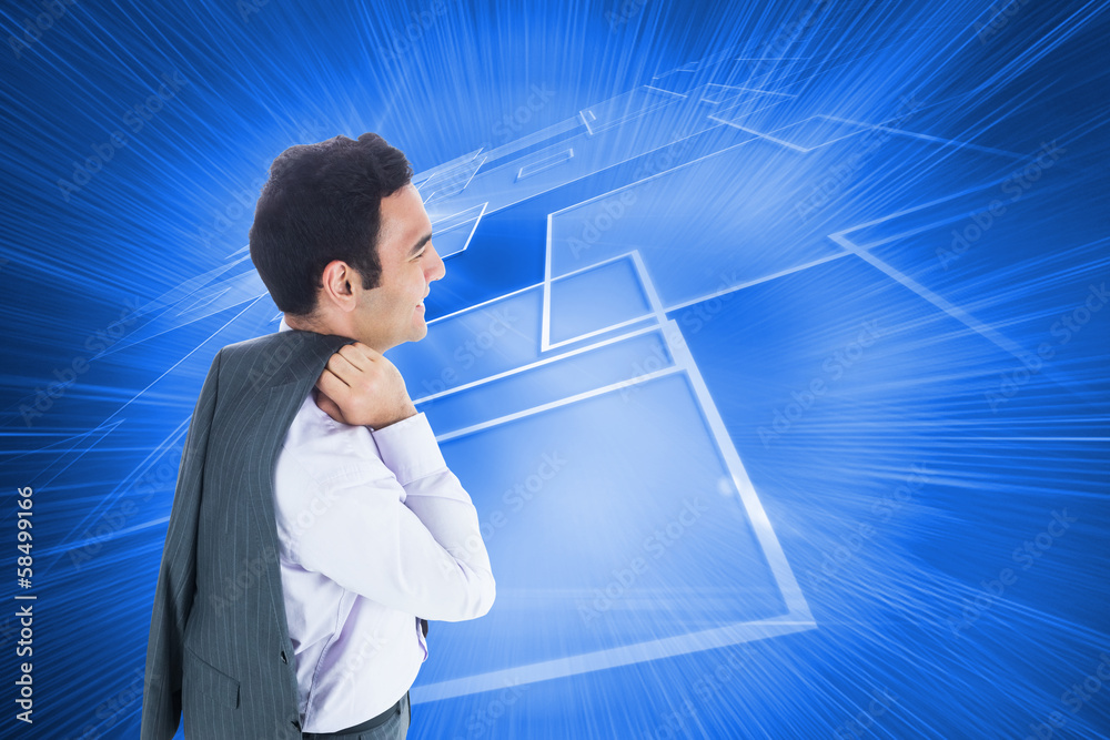 Poster composite image of smiling businessman standing