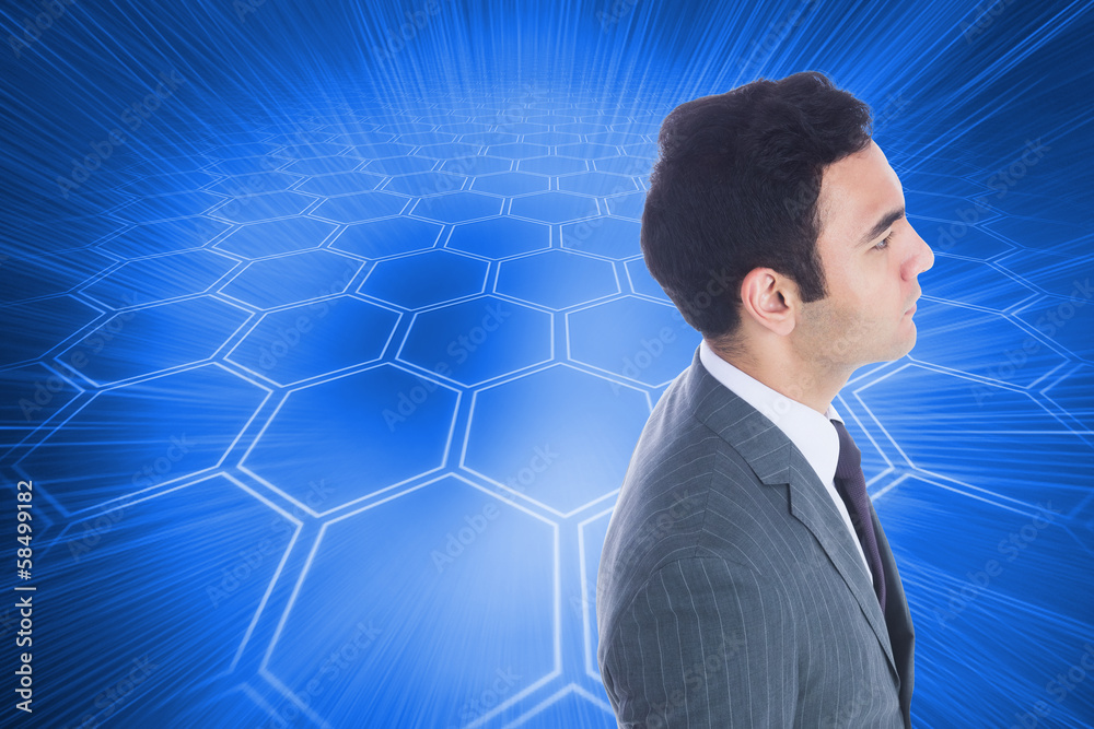 Poster composite image of unsmiling businessman standing
