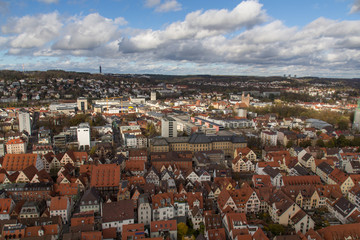 Fototapeta na wymiar View from the top of the cathedral of Ulm