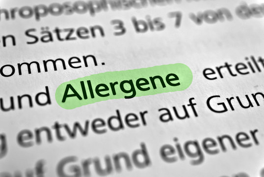 Allergene - Arzneimittelgesetz Text grün markiert