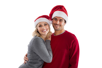 Happy Christmas couple cheering