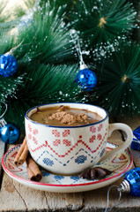 Obraz na płótnie Canvas Christmas hot chocolate with spice