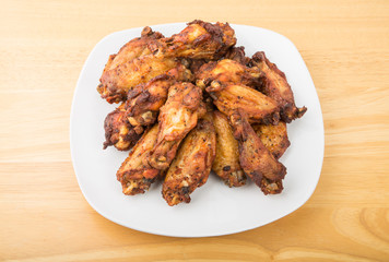 Barbecue Chicken Wings on White Plate