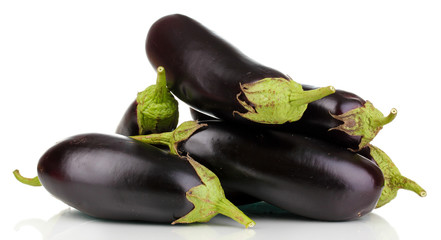 Fresh eggplants isolated on white