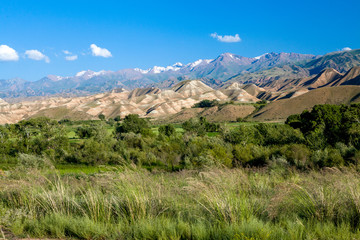 Scenic view of Tien Shan mountains