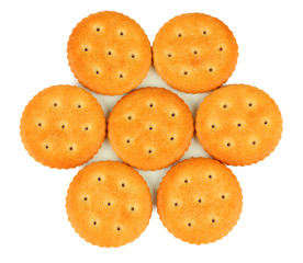 Delicious crackers isolated on white