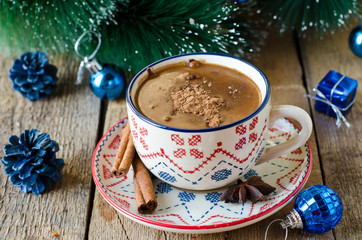Obraz na płótnie Canvas Christmas hot chocolate with spice