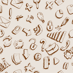 Doodle internet icons seamless background