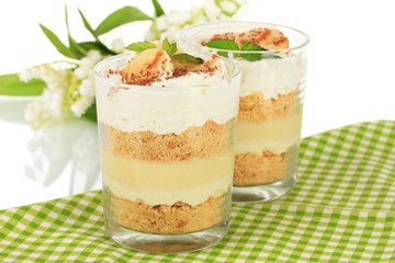 Delicious dessert with banana and caramel