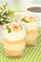 Delicious dessert with banana and caramel