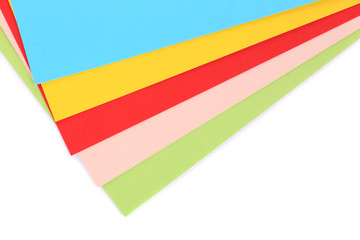 Colorful cardboard on white background