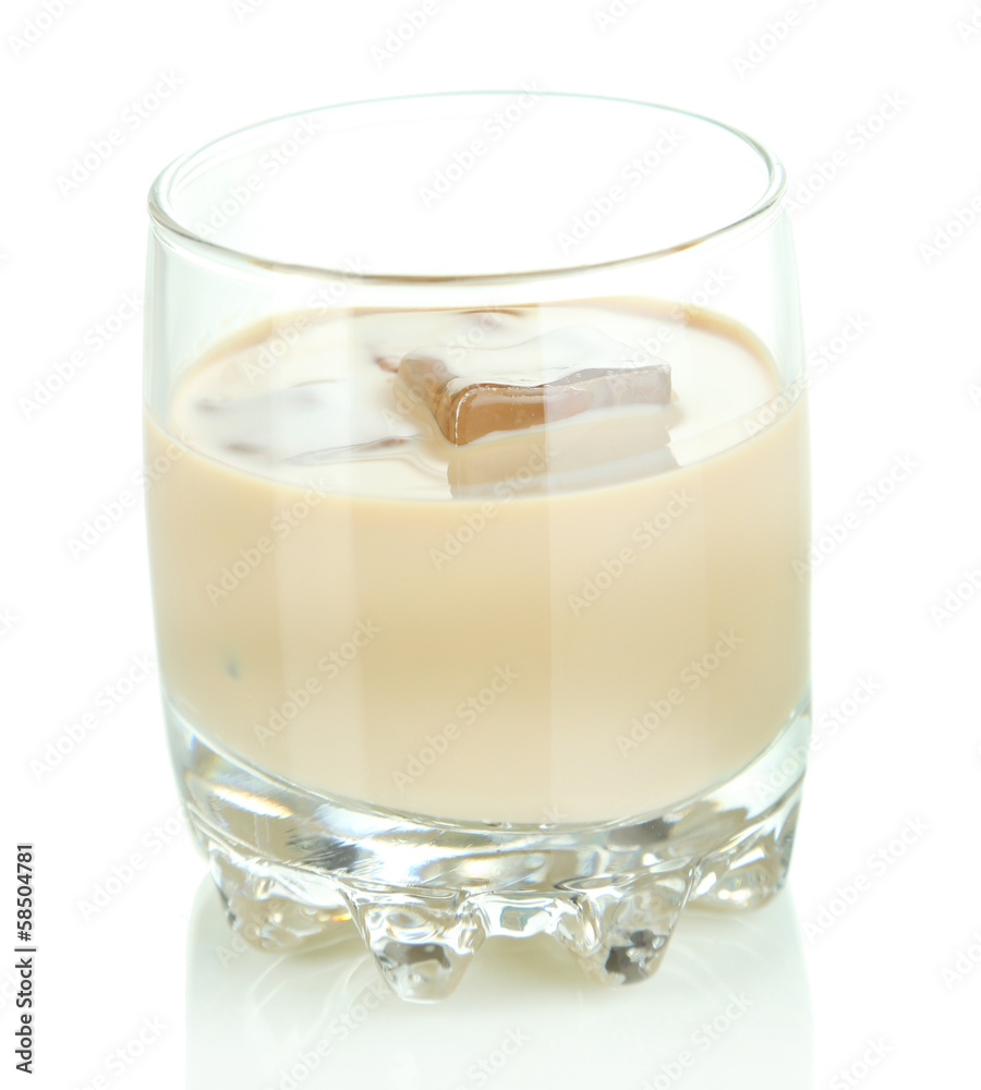 Wall mural baileys liqueur in glass isolated on white