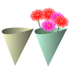 Paper cornets with flowers