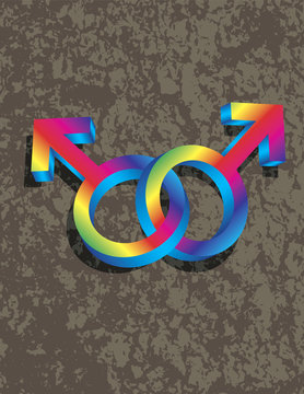 Male Gay Gender 3D Symbols Interlocking Illustration