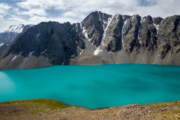 Amazing alpine lake Ala-Kul, Kyrgyzstan