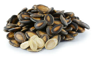 dry watermelon seed on white background