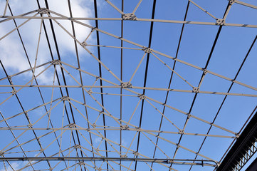 Structure iron roof with blue sky