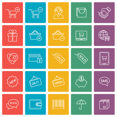 Shopping and e-commerce icons set