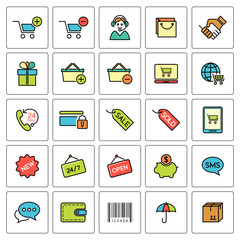 Shopping and e-commerce icons set