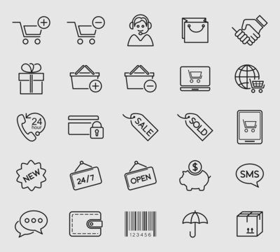 Shopping and e-commerce icons set