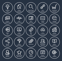 Fototapeta premium Outlines SEO Icon Set, white on blue