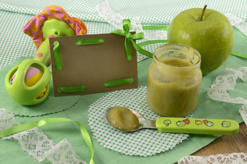 Baby apple snack with greeting card