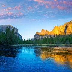 Foto auf Acrylglas Antireflex Yosemite Merced River el Capitan and Half Dome © lunamarina