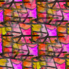 grunge texture, watercolor seamless yellow pink black band backg