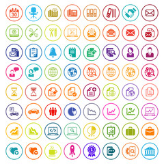 Business icon set, colorful and circle outline series