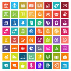 Business icon set, colorful and square series