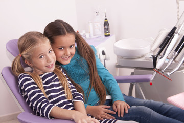 little girls in dentist chair
