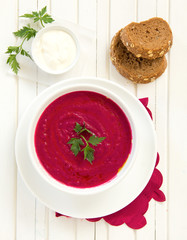 The traditional Russian beet soup.
