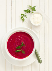 The traditional Russian beet soup.