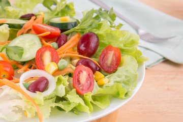 Vegetable salad on plate